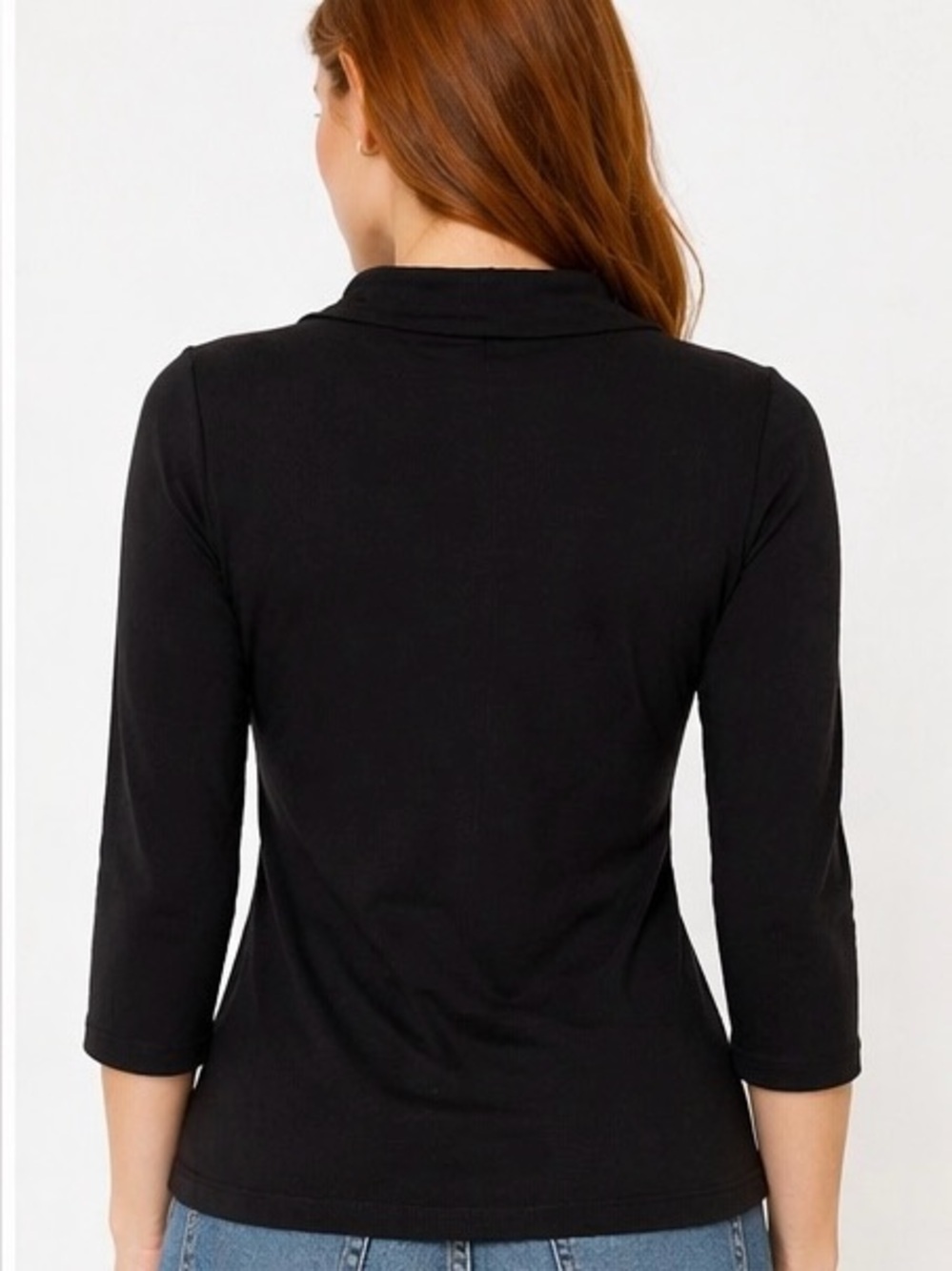 Le Chateau Black Cowl Neck Top XXS | Side Zip Slim Fit Stretch Blouse - Picture 4 of 6